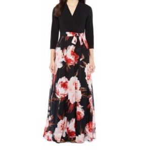 Be by CHETTA B 3/4 Sleeve Floral Maxi Dress